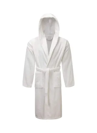 100% Cotton Kimono Hooded Bathrobe For Women and Men White 114cm 