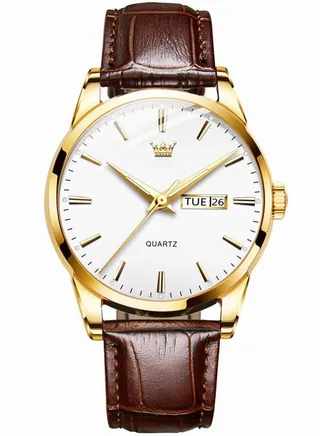 Men's Classic Gold Watch with Date Calendar Business Casual Waterproof Quartz Wristwatch 