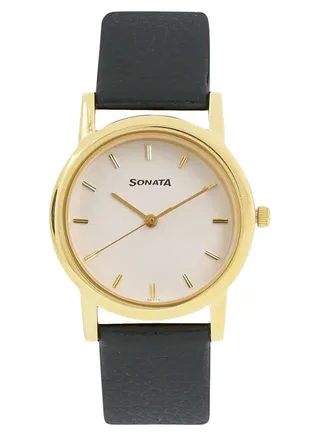 Men's Analog Round Shape Leather Wrist Watch 7987YL02 - 40 Mm 