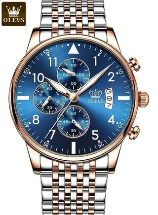 Men's Fashion Dial Waterproof Analog Quartz Stone Watch 