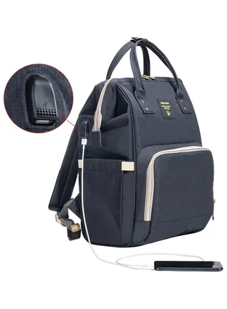 Multifunction Travel Diaper Backpack With USB - Black 