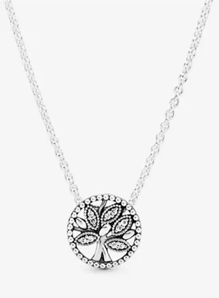 Pandora Cubic Zirconia Classic Fashion Women's 925 Silver Shiny Family Tree Pendant Necklace 397780CZ-45 