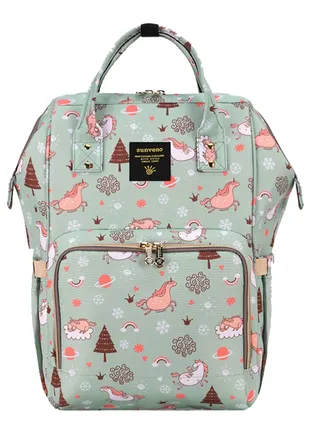 Diaper Bag With USB - Green Dream Sky 