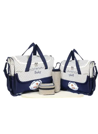 5-Piece Multifunctional Water Proof Baby Diaper Storage Light Weight Bag Set 