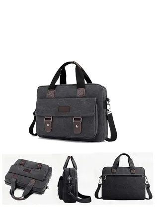 Men's Multifunctional Canvas Shoulder Bag, Handbag Multi-Pockets Business Messenger Bags, Outdoor Sports Over Shoulder Crossbody Side Bag 