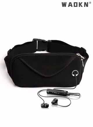 Running Belt Pack Crossbody Waist Bag Pack , Slim Waist Bag with Phone Holder for Men and Women, Suitable for Walking Hiking Workout Traveling Cycling, Fit for All Cell Phones, Black 
