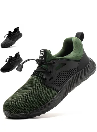 SLIMTA Men Women Safety Shoes Non-Slip Steel Toe Cap Trainers Mesh Breathable Lightweight Comfortable Puncture Proof Industrial Shoes 