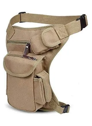 Outdoor Sport Multifunction Leg Travel Bag Canvas Waist Bag Money Belt Army Waist Pack Desert (Khaki) 