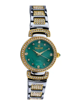 Women Analog Quartz Two tone Stainless Steel Diamond Watch - 6317 
