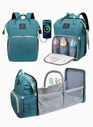 New Style Multifunctional Portable Mommy Bed Backpack With Mosquito Net For Baby (Blue) 