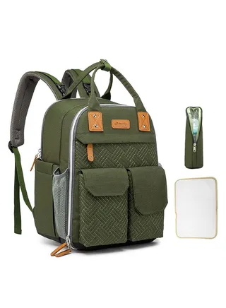 Backpack,Multifunctional Large Capacity Baby Diaper Backpack Portable Travel Storage Bag Thermal Insulation Bag with Stroller Strap for Maternal Baby Essentials（green） 