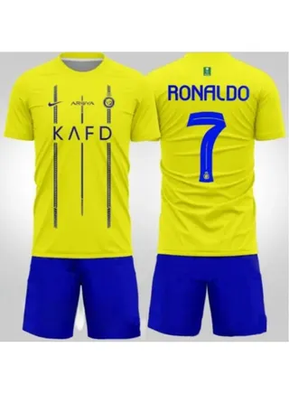 Football Jersey for Children No. 7 Jersey Al NASSR FC 22/23 Home/Away Jersey, Outdoor Football Jersey, Football Jerseys, Football T-Shirt, Shorts Set for Boys and Men, Suit 