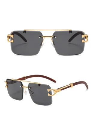 Rimless Square Frame Polarized Sunglasses for Men & Women: UV Blocking Shades with Stylish Aviator Frames, Perfect for Driving & Outdoor Activities, Retro Vintage Look, Luxury Shades for Him & Her. 