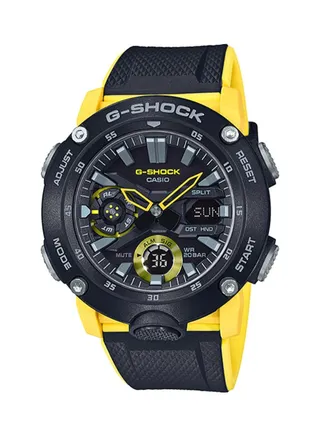 Men's Round Shape Resin Band Analog & Digital Wrist Watch - Black - GA-2000-1A9 