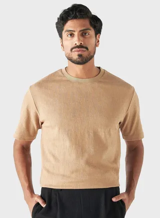Textured Crew Neck T-Shirt