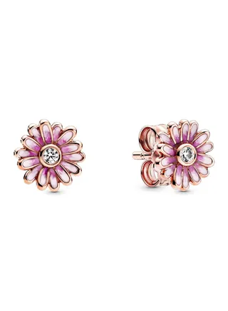 PANDORA Daisy Flower Stud Earrings-14k Rose Gold and Cubic Zirconia 