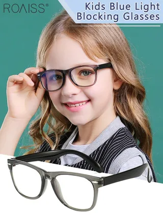 Kids Blue Light Blocking Glasses, Anti Eyestrain Computer Glasses, Gaming Eyewear UV400 Protection with Light Weight TR90 Frame for Boys Girls and Children Age 3-12, Transparent Gray 