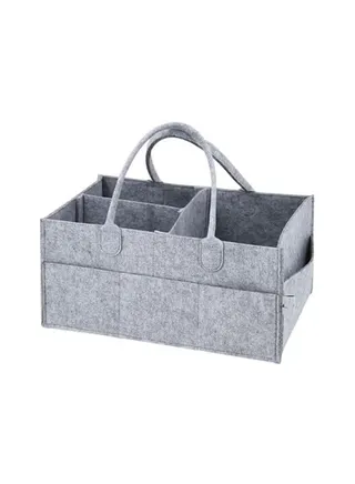 Baby Diaper Changing Organizer Basket Nursery Diapers Table Caddy Bag - Grey 