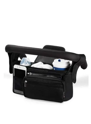 Universal Stroller Organizer with Insulated Cup Holder Detachable Phone Bag & Shoulder Strap, Fits for like Uppababy, Baby Jogger, Britax, BOB, Umbrella and Pet 