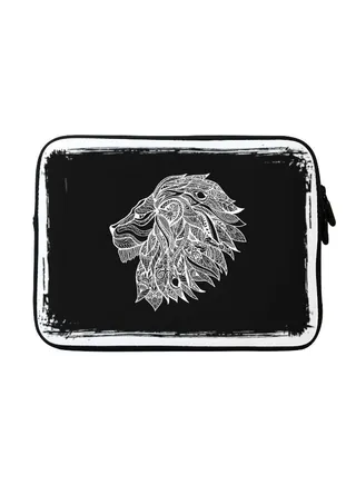 Abstract Lion Printed Sleeve For Apple MacBook 15-Inch Black/White 