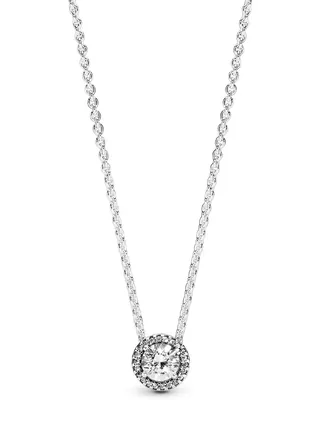 PANDORA Round Sparkling Halo Necklace with Lobster Clasp in Sterling Silver 