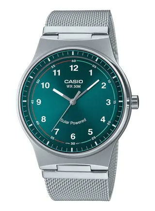 New Analog Solar Powered Green Dial Stainless Steel Men's Watch MTP-RS105M-3BV 