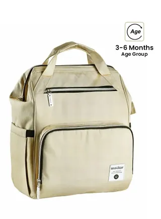 Waterproof Large Capacity Diaper Bag With Wide Open Stroller Strap - Brown 