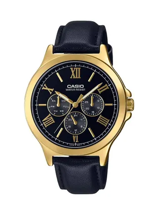 Quartz Multi Function Leather Strap Men's Watch MTP-V300GL-1AUDF 