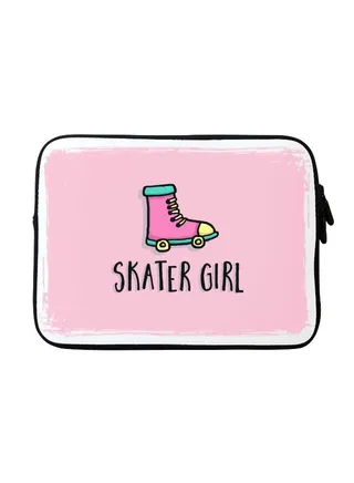 Skater Girl Printed Carrying Sleeve With Strap For Apple MacBook 15 inch Pink/White/Black 