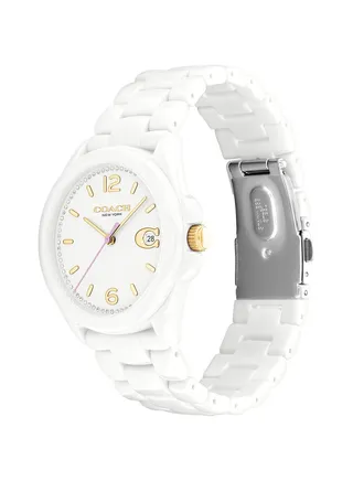 COACH GREYSON WOMEN's WHITE DIAL, WHITE CERAMIC WATCH - 14503925 