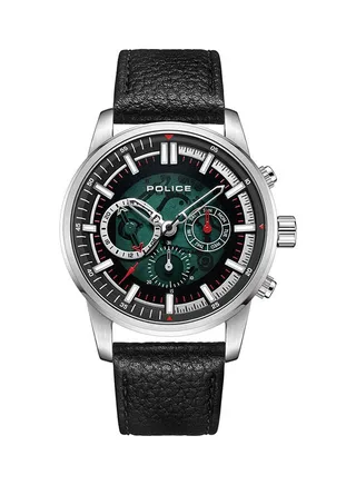 Men's Greenlane Leather Strap Chronograph Wrist Watch PEWJF2227001 - 46mm - Black 