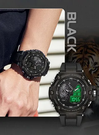 Men's Analog Digital Dual Display Sports Watch Multifunctional 50M Waterproof Luminous TPU Strap Electronic Quartz Wristwatch with Alarm Stopwatch Backlight 12H/24H for Outdoor Activities 