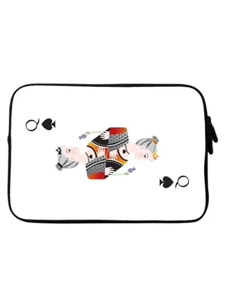 Queen Of Spades Premium Designer Sleeve With Strap For Laptops White/Red/Black 