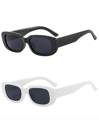 Retro Rectangle Sunglasses Women and Men Vintage Small Square Sun Glasses Protection Glasse Uv400 Protection Glasse Vintage Driving Glasses 90s Fashion Narrow Square Frame 