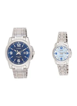 Water Resistant Stainless Steel Analog Couple Watch Set MTP/LTP-1314D-2AV 