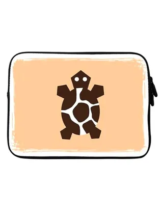 Tribal Turtle Premium Designer Sleeve With Strap For 15-Inch Laptop Beige/Brown/White 