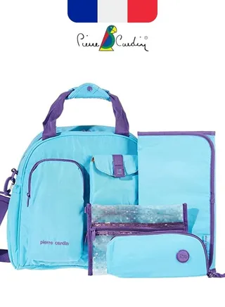 Diaper Bag Set of 5 comes with a changing mat bottle warmer and waterproof compartment for wet and grubby items and is made of skin friendly materials 