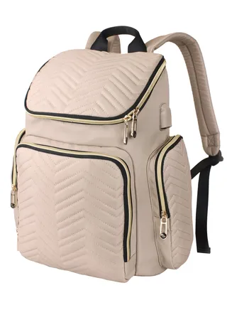 Georgia Diaper Bag Wt Changing Pad And Stroller Hooks - Ivory 