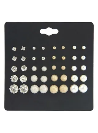 Pair Of 20 Alloy Rhinestone Fashion Ear Studs 