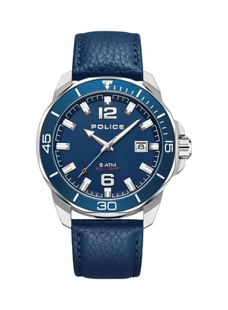 Men's Thornton Leather Strap Analog Wrist Watch PEWJB2228101 - 43mm - Blue 