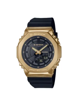 Casio G-shock Women's Watch With Gold Metal Bezel and Black Strap GM-S2100GB-1A 