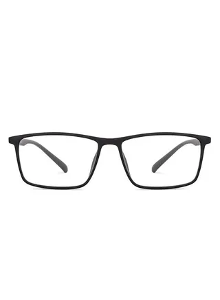Zero Power Bluecut & Antiglare Rectangular Shape Computer Eyeglasses LB E14255 - Lens Size: 53mm - Black 