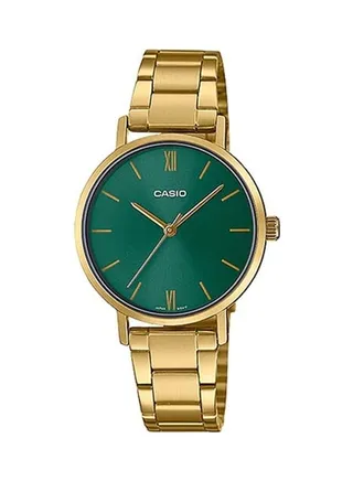 Women's Women Watch Analog Green Dial Stainless Steel Gold Ion Plated Band and Case LTP-VT02G-3AUDF 