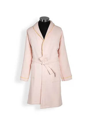 Waffle Trimmed Robe, Blush & Gold - Medium 