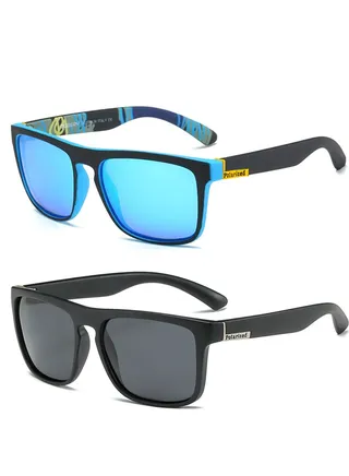 2 PACK Rectangular Polarized Sunglasses for Men Women Driving UV 400 Protection for Sport Outdoor Hiking Golf Cycling Fishing Eyewear 