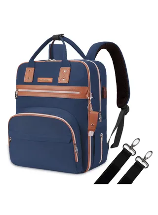 2In1 Diaper Bag With Sanitizer Bottle Keychain And Stroller Hooks - Blue 