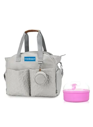 Star Babies Pack of 2 (Diaper Portable Bag With Pacifier Bag Large-capacity, Powder Puff)-Khaki 