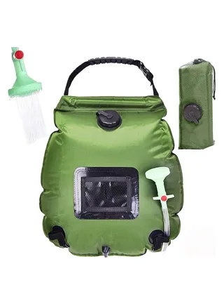 Camping Solar Shower Bag 5 gals/20L Portable for Outdoor Travel Hiking Beach Bathing Climbing Backpacking Adventure with Shower Nozzle and Storage Bag 