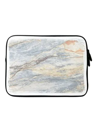 Marble Printed Carrying Sleeve For Apple MacBook 15-Inch Grey/Beige/Blue 