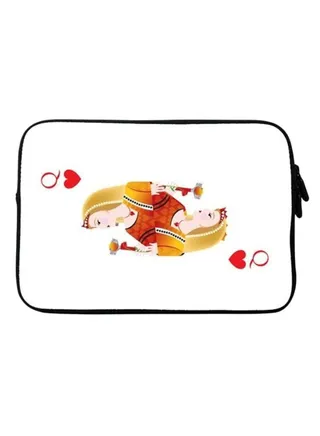 Queen Of Hearts Premium Designer Sleeve With Strap For Laptop Multicolour 